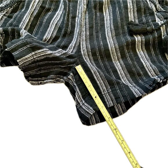 Briggs Women’s Shorts Black Striped Linen/Rayon Blend Elastic Waist Size S Boho - Picture 10 of 11